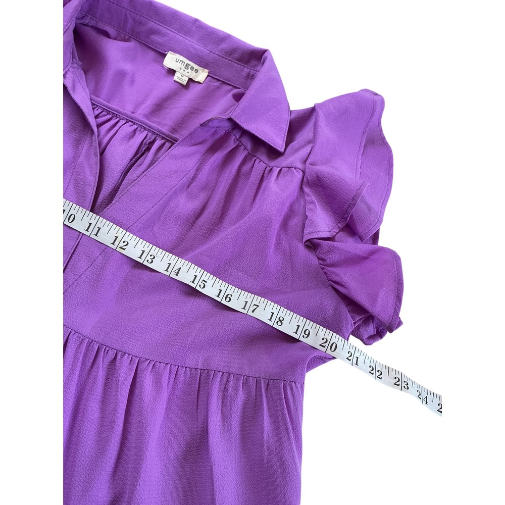 Umgee Purple Tiered Maxi Dress Ruffle Cap Sleeve V-Neck Pockets Medium A6973 - Picture 8 of 10